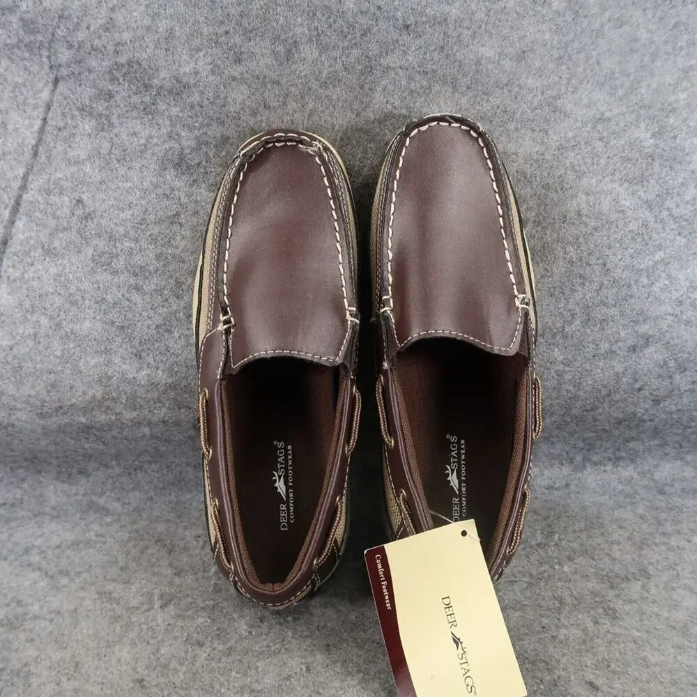 Deer Stag Boat Shoes Youth 6 Loafer Slip On Casual Classic Nautical Preppy Brown